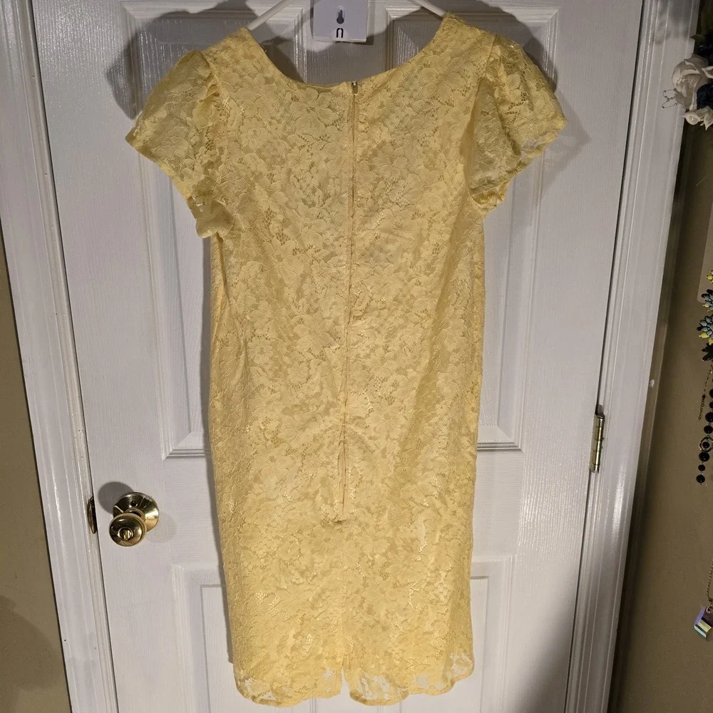 Children's Place Yellow Floral Lace Shift Dress Short Sleeve Sun Valley S/P NWT - Picture 3 of 5